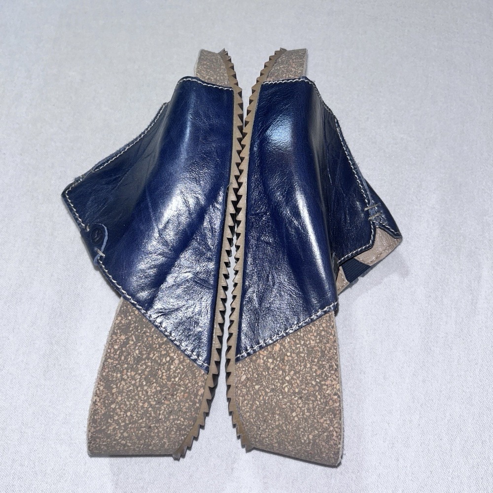 Josef Seibel Meike Navy Leather Slides Mid Wedge Sandals EUR 37 US 6.5 - Picture 6 of 11